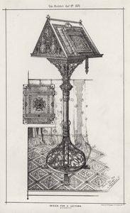 Design for en talerstol (gravering) av English School