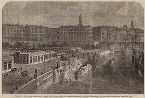 Design for landingstrapper og prydhager mellom Hungerford og Waterloo Bridges av English School