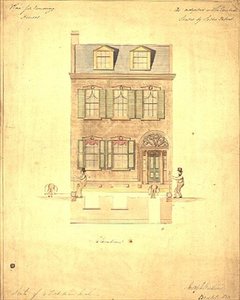 Design for Little Theatre, Haymarket, ca. 1800 (akvarell på papir) av English School