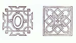 Design for en knutehage, fra The Country Housewifes Garden, av William Lawson, utgitt 1638 av English School