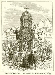 Ødeleggelse av korset i Cheapside, 1643 av English School