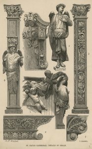 Detalj av orgel i St. Pauls katedral (gravering) av English School