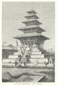 Devi Bhowani-tempelet, Bhatgaon (gravering) av English School