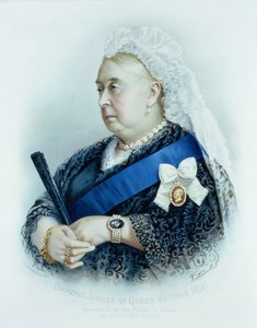 Diamond Jubilee of Queen Victoria (1819-1901) 1897 (farget trykk) av English School