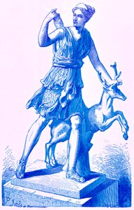Diana with the Hind, illustrasjon fra History of Rome av Victor Duruy, utgitt 1884 (digitalt forbedret bilde) av English School