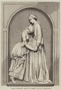 Dinah trøster Hetty i fengselet, av F J Williamson av English School