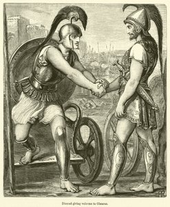 Diomed gir velkommen til Glaucus (gravering) av English School
