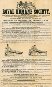 Instruksjoner for å gjenopprette de tilsynelatende døde; utstedt av Royal Humane Society, mai 1872 av English School