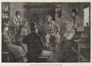 Diskuterer New Irish Land Act (gravering) av English School