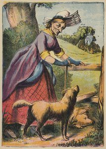Hund! Hund! Bite Gris (fargelitografi) av English School