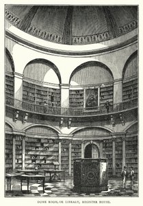 Kuppelrom, eller bibliotek, registerhus (gravering) av English School