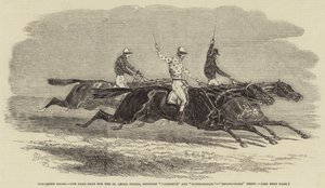 Doncaster Races, Dead-Heat for St Leger Stakes, mellom "Voltigeur" og "Russborough", "Bolingbroke" Third (gravering) av English School