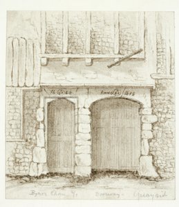 Doorway, Byker Chase, Quayside, Newcastle (sepia blekk på papir) av English School
