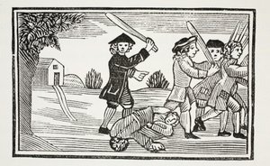 Dr Faustus triks på tjue studenter, illustrasjon fra Chap-books of the Eighteenth Century av John Ashton, pub. 1882 av English School