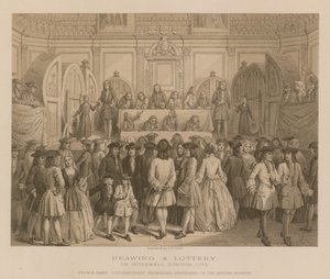Trekning av et lotteri i Guildhall, London, 1739 av English School