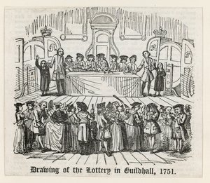 Trekning av lotteriet i Guildhall, 1751 av English School