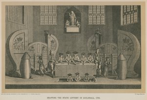 Trekning av statslotteriet i Guildhall, 1763 av English School