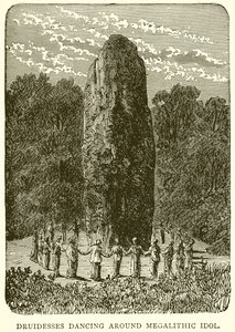 Druides danser rundt Megalithic Idol av English School