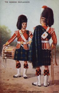 Trommeslager og bandmedlem i Gordon Highlanders (fargelitografi) av English School