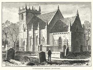 Duddingston kirke, eksteriør (gravering) av English School