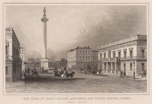 Duke of Yorks Column, Athenaeum og United Service Clubs, Pall Mall av English School