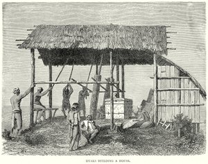 Dyaks bygger et hus (gravering) av English School