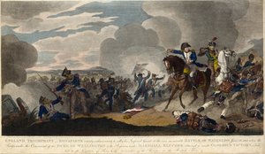 ENGLAND TRIUMPHANT. Napoleon forsøkte å samle den keiserlige garde i slaget ved Waterloo, ca. 1815 (gravering) av English School