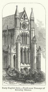 Tidlig engelsk stil, nordvestlige tverrskip av Beverley Minster (gravering) av English School