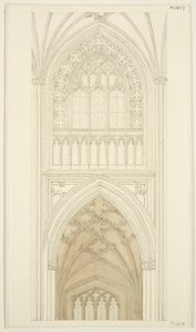 Østsiden av South Transept of St Mary Redcliffe (blyant og akvarell på papir) av English School