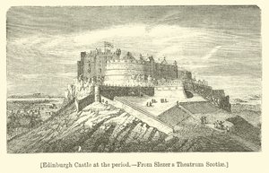 Edinburgh Castle i perioden (gravering) av English School