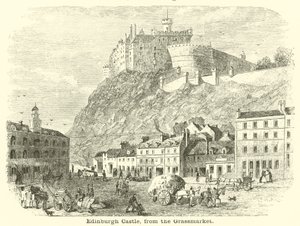 Edinburgh Castle, fra Grassmarket av English School