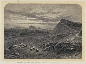 Edinburgh Old Town, fra Salisbury Craigs (gravering) av English School