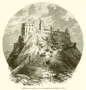 Edinburgh-slottet, slik det var før beleiringen i 1573 av English School
