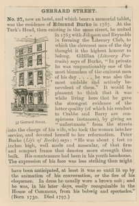 Edmund Burke og 37 Gerrard Street av English School