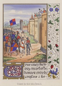 Edward III tar Berwick (farget gravering) av English School