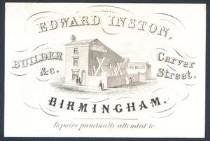 Edward Inston, byggmester, handelskort av English School
