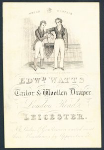 Edward Watts, skredder og ulldraper, handelskort av English School