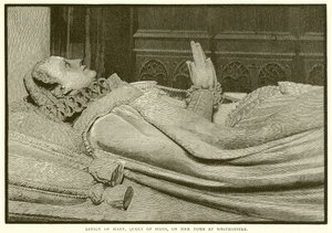 Bildet av Mary, Queen of Scots, på graven hennes i Westminster