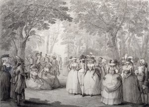 Elegante figurer i Vauxhall Gardens av English School