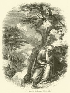 Elijah in the Desert, M Angelo (gravering) av English School