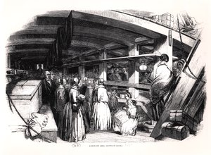 Auswandererschiff, Zwischendeck, 1850 von English School