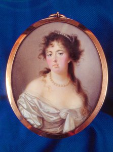 Emma Hamilton (akvarell på vellum) av English School
