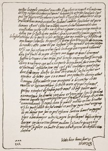 Slutt på et brev til dronning Elizabeth, fra Mary, Queen of Scots, da hun var i fengsel, og ber om å få en katolsk kapellan, illustrasjon fra The Church of England: A History for the People av H.D.M. Spence-Jo av English School