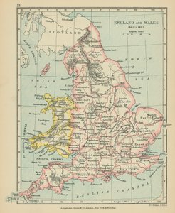 England og Wales (fargelitografi) av English School