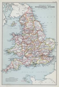 England og Wales, kirkelige inndelinger (fargelitografi) av English School