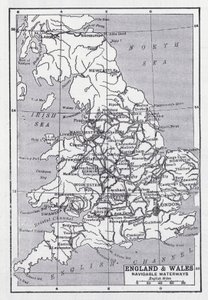 England og Wales, seilbare vannveier (litho) av English School