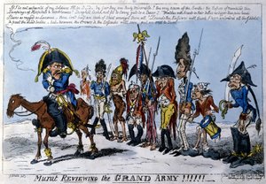 Engelsk tegneserie som viser Joachim Murat (1767 - 1815), marechal of the Empire i spissen for Great Armee. januar 1813. av English School