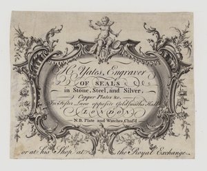 Engravers of Seals, H Yates, handelskort av English School