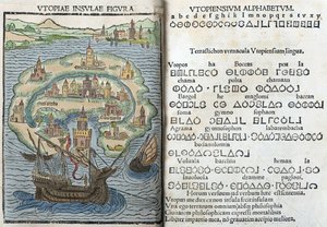 Gravering fra «Utopia» av Thomas More av English School