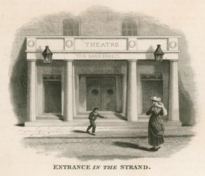Inngang i The Strand of the Sans Pareil Theatre (Adelphi Theatre), London av English School